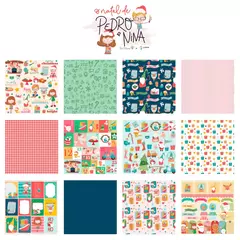 Kit com 12 papéis da Coleção O Natal de Pedro e Nina - Fabi Paliares