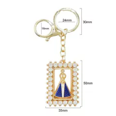 Chaveiro de Metal - Nossa Senhora - 50mm x 35mm - Dourado - Doce Papel Scrapbook