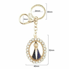 Chaveiro de Metal - Nossa Senhora - 52mm x 40mm - Dourado - Doce Papel Scrapbook