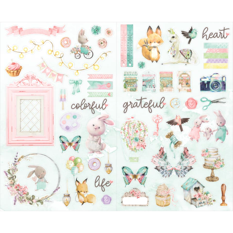 Cartela de Chipboard adesivado - Coleção Colorful - Carina Sartor