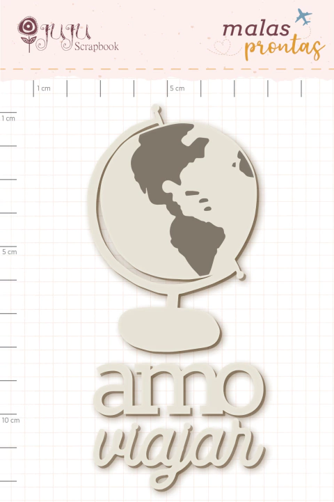 ENFEITE OFF-WHITE AMO VIAJAR - COLEÇÃO MALAS PRONTAS - JUJUSCRAPBOOK