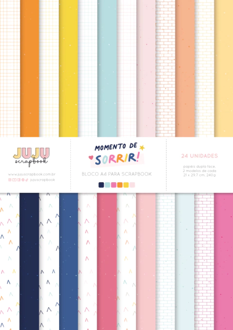 Bloco A4 - Coleção Momento de Sorrir | JuJu Scrapbook