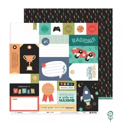 Kit Coordenado com 18 papéis - Coleção Vida de Menino - Juju Scrapbook - Doce Papel Scrapbook