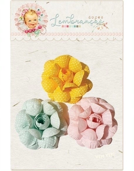 Kit com 3 Flores - Coleção Doces Lembranças - Dany Peres Desigin
