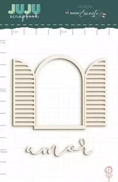 Enfeite Chipboard Off-white Janela do Amor - Coleção Nosso Encanto | JuJu Scrapbook