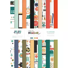 Bloco A4 para Scrapbook - Coleção Vida de Menino - Juju Scrapbook