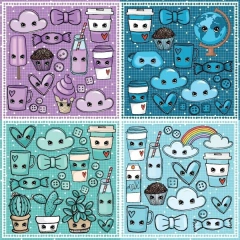 Kit com 6 papéis | Coleção Sweet Kawai | Goodies - Doce Papel Scrapbook