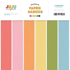 Seleção de Papéis Básicos - Coleção Tempos de Escola - Juju Scrapbook