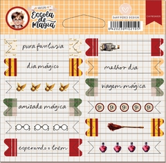 Tirinhas de chipboard adesivado | Coleção Escola de Magia | Dany Peres Design