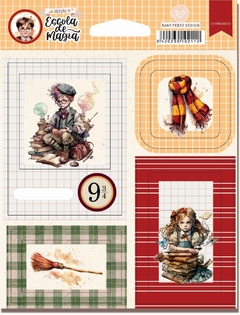 Moldurinhas em chipboard, estampadas e adesivadas | coleção Escola de Magia | Dany Peres Design