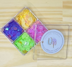 Caixinha Acrílico com 4 divisórias com Paetê Candy Colors a prova D´água - comprar online