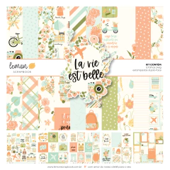 Kit 12 Folhas | La Vie Est Belle | Lemon Scrapbook