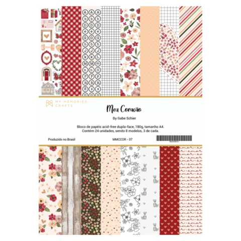 BLOCO A4 - COLEÇÃO MEU CORAÇÃO - MY MEMORIES CRAFTS
