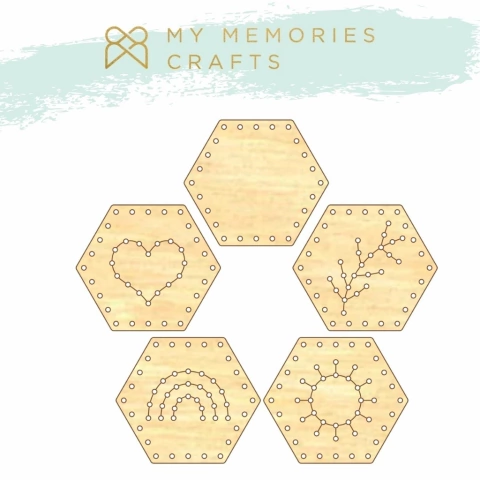 KIT DE MADEIRAS PARA BORDAR COM 5 ELEMENTOS - COLEÇÃO MINHAS ESTAÇÕES - MY MEMORIES CRAFTS -