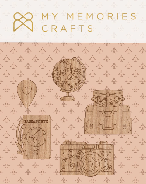 ELEMENTOS EM MADEIRA - COLEÇÃO MINHAS FÉRIAS - MY MEMORIES CRAFTS