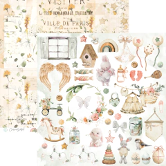 kit com 9 folhas - Coleção Petit - Carina Sartor - Doce Papel Scrapbook