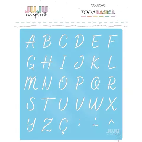 Stencil Maíusculo Cursivo - Coleção Toda Básica | JuJu Scrapbook