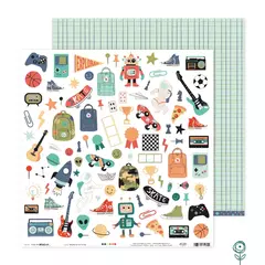 Kit Coordenado com 18 papéis - Coleção Vida de Menino - Juju Scrapbook - loja online