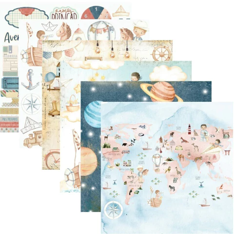 Kit com 6 papéis | Coleção Pequenos Desbravadores | Dany Peres Design