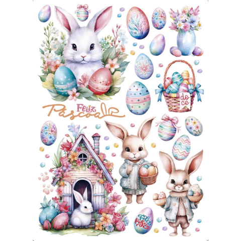 Transfer de Imagem Têxtil Retângulo – Páscoa - Litoarte