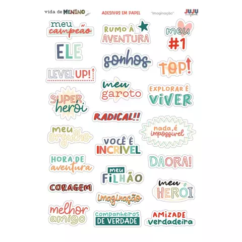 Adesivos em papel Imaginação - Coleção Vida de Menino - Juju Scrapbook