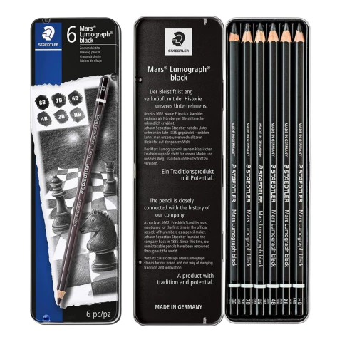 Set Lapices Staedtler Mars Lumograph Black X6 Unidades