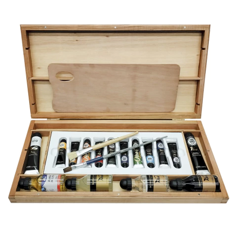 Valija Madera Alba Artistica Box M Oleos Pinceles Y Mas