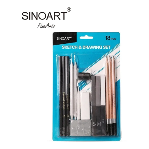 Kit Dibujo Artistico Y Boceto Sinoart Grafito Sketch 18 Pcs