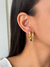 Dupla Argola Bojuda Retangular - Dourado - loja online