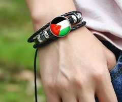 Pulseira de Couro com a bandeira da Palestina - comprar online