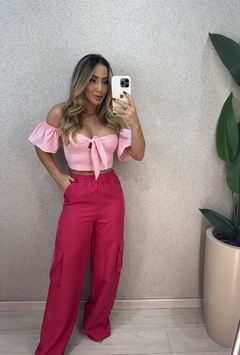 CROPPED CREPE MANGA CIGANINHA - comprar online