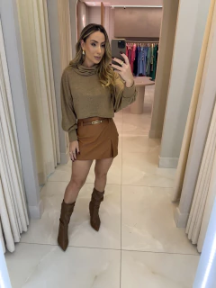 SHORT SAIA COURO FAKE COM CINTO na internet