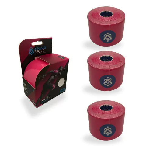 KIT 03 Rolos de Bandagem Elástica Adesiva KinesioSport 5cm x 6m - Rosa