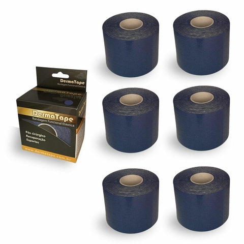 Kit 6 Rolos - Dermatape - 5cm x 5m - Azul Marinho