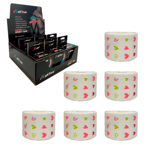 Kit 6 Rolos - aKTive Sport - Corações - 5 cm X 5 m