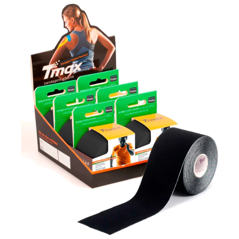 KIT 06 Rolos de Bandagem Elástica Adesiva Tmax 5cm x 5m - Preto