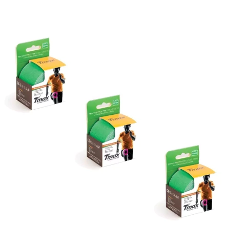 KIT 03 Rolos de Bandagem Elástica Adesiva Tmax 5cm x 5m - Verde