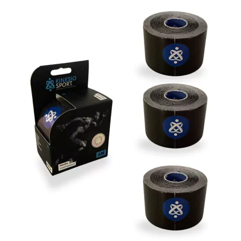 KIT 03 Rolos de Bandagem KinesioSport 5cm x 6m - Preto