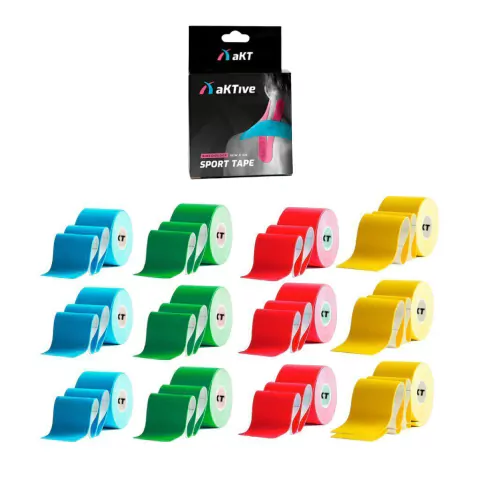 Kit 12 Rolos - aKTive Sport - 5 cm X 5 m - 4 Cores Variadas