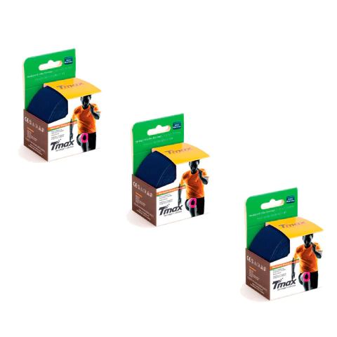 KIT 03 Rolos de Bandagem Elástica Adesiva Tmax 5cm x 5m - Azul Marinho