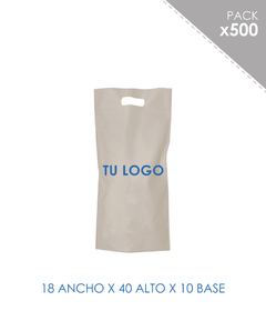 BOLSA DE FRISELINA RIÑON IMPRESAS 18X40X10 CRUDO 500 unidades