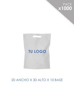 BOLSAS FRISELINA RIÑON IMPRESAS 20X30X10 BLANCA x 1000
