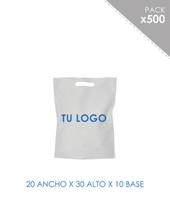 BOLSAS FRISELINA RIÑON IMPRESAS 20X30X10 BLANCA 500