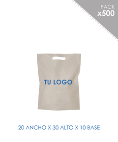 BOLSA DE FRISELINA RINON IMPRESAS 20X30X10 CRUDO X 500