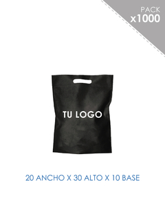 BOLSA DE FRISELINA RIÑON IMPRESAS 20X30X10 NEGRAS X 1000 - comprar online