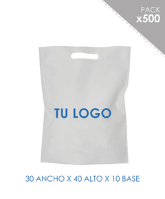 BOLSA DE FRISELINA RIÑON IMPRESAS 30X40X10 BLANCO 500
