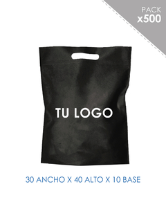BOLSA DE FRISELINA RIÑON IMPRESAS 30X40X10 NEGRO 500