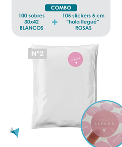 100 SOBRES N2 BLANCOS TRICAPA + 105 STICKERS HOLA LLEGU ROSAS