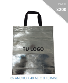 200 BOLSAS DE FRISELINA PLATEADA 35x40x10 (Con Logo)