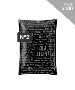 100 sobres "Hola Llegué" 30x42 Negro